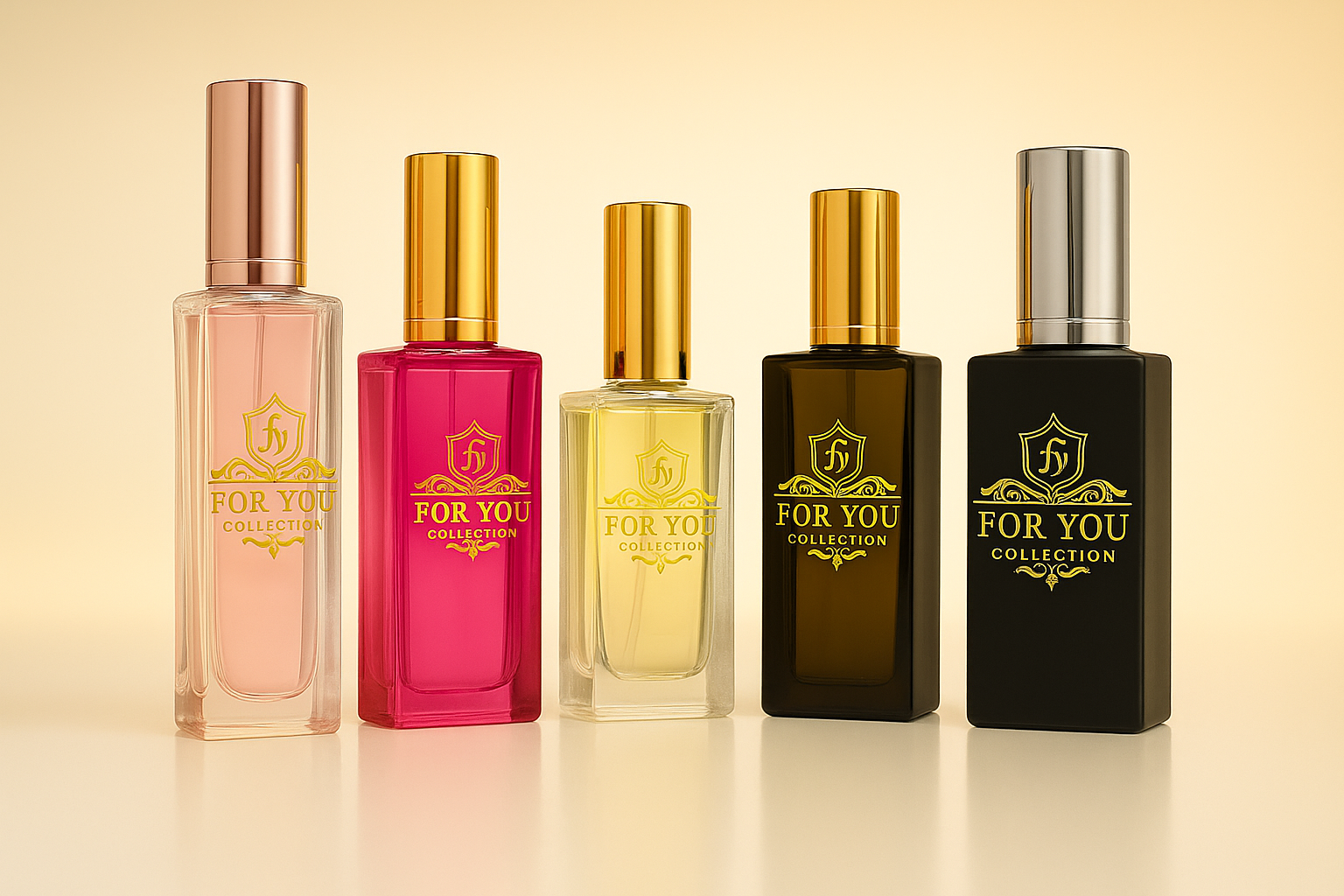 Colección de perfumes FOR YOU en frascos de diferentes presentaciones